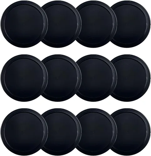 Paquete de 12 discos de hockey de aire de 2.5 pulgadas para mesa de tamaño pequeño Negro