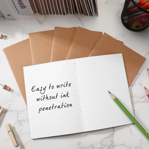 Miniatura 7 de Sherr Paquete de 200 cuadernos pequeños de estraza tamaño A6 en blanco sin forro, mini cuadernos de papel kraft, mini cuadernos de bocetos