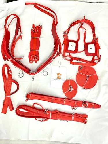 Miniatura 5 de Arnés de conducción de caballo de nailon tachuelas cromadas talladas en silla de montar y brida completo mazorca pony shetland mini