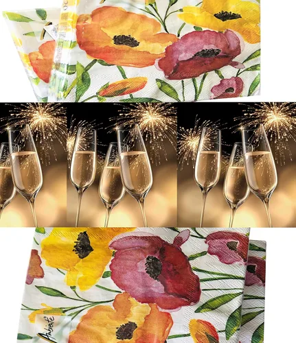 Miniatura 2 de 20 servilletas decorativas de 13 x 13 pulgadas para decoupage, servilletas de amapola naranja, servilletas florales para el día de la madre