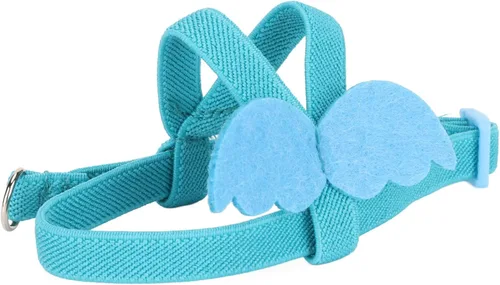 Miniatura 2 de PerGar Parrot Bird - Correa de arnés para pájaros, cuerda de entrenamiento ajustable de nailon antimordidas, correa de tracción para mascotas al Azul