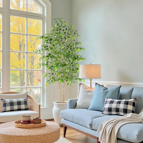 Miniatura 7 de Nafresh Árbol de ficus artificial alto resistente a los rayos UV, 7 pies (84 pulgadas) con textura realista, árbol de ficus sintético en maceta