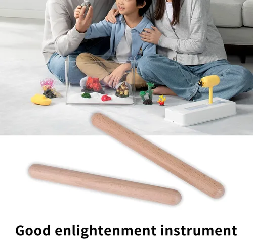 Miniatura 5 de 2 pares de palos de ritmo de instrumentos de percusión musical, 7.874 in, palos de madera dura natural