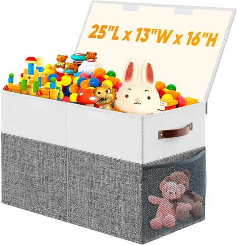 Caja Grande de Almacenamiento de Juguetes con Divisor de Tapa, Organizador de Juguetes Plegable Resistente, Cofre Organizador de Juguetes, Grande