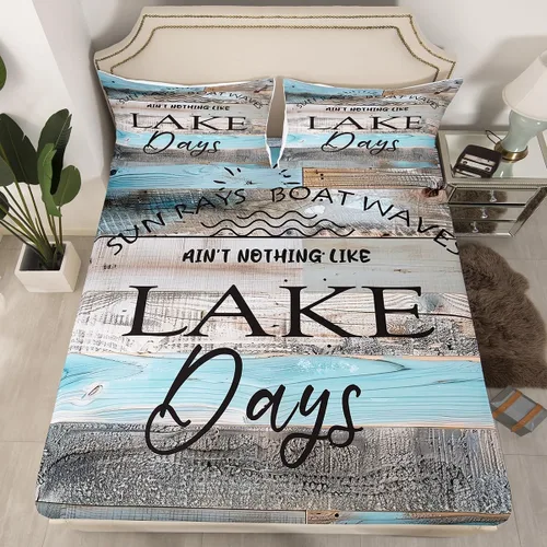 Miniatura 23 de Lake House - Sábana bajera ajustable tamaño individual, sábanas de anclaje náutico para niños, adolescentes, adultos, dormitorio, juego de ropa