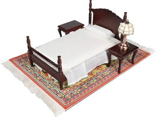 Miniatura 9 de Juego de 4 alfombras de área para casa de muñecas, accesorios de alfombra en miniatura para casas de muñecas, decoración rectangular de suelo de 10