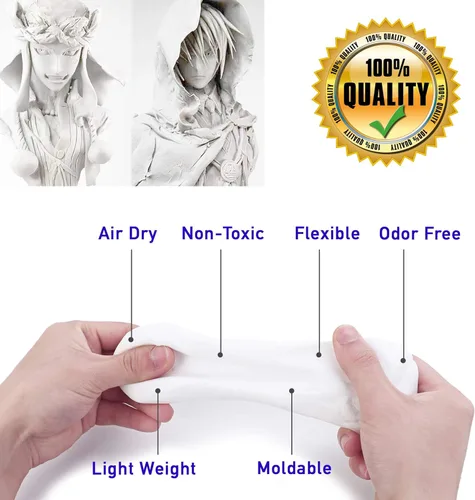 Miniatura 5 de Arcilla de espuma moldeable para cosplay de 1.1 lb (blanco) – Alta densidad y calidad alta para diseños intrincados Se seca al aire a