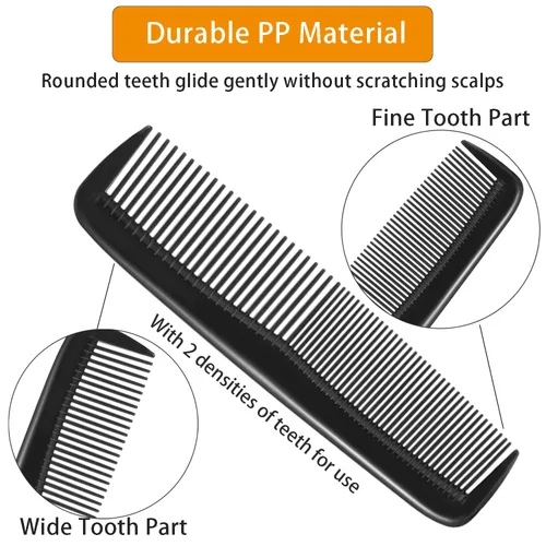 Miniatura 3 de Juego de 100 peines para el cabello a granel, envueltos individualmente, juego de peines negros de bolsillo para el cabello de dientes finos