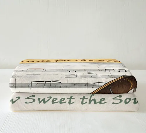 Miniatura 4 de Manta de violonchelo de piano, manta temática musical para niños, niñas, niños y adultos, decoración de habitación de estilo retro, manta de vellón