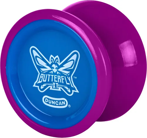 Miniatura 2 de Duncan Toys Butterfly XT - Yoyó con cuerda, eje de rodamiento de bolas y cuerpo de plástico, yoyó para trucos de cuerda, morado con tapa azul
