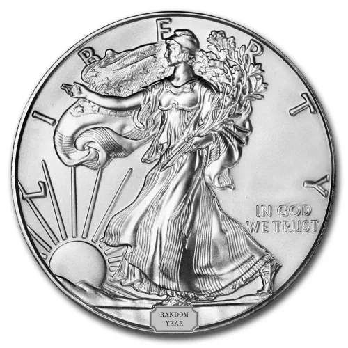 Miniatura 3 de 1986-2021 (Año al azar) Lote de (5) Monedas de Águila de Plata Americana de 1 oz Brillante Sin Circular (Tipo 1) con Certificados de Autenticidad $1