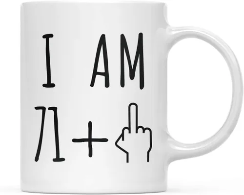 Miniatura 60 de Andaz Press Divertida taza de café de 11 onzas, regalo de broma de cumpleaños, I Am 49 + 1 dedo medio, 1 paquete, ideas de regalo de cumpleaños 50