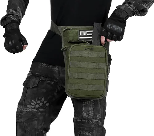 Miniatura 6 de Bolsa Táctica de Motocicleta para Pierna con Funda de Muslo y Holster para Pistola de Hombres para Caza y Tiro al Blanco con Almacenamiento