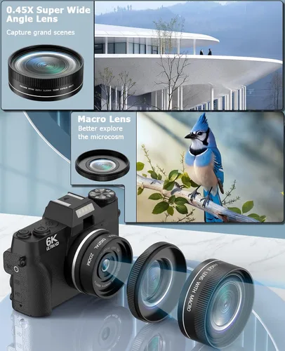 Miniatura 6 de FLATIC Cámaras para Fotografía, Cámara Digital 6K 64MP con WiFi y Micrófono para Youtuber, Cámara de Videoblogs con Zoom 16X y Pantalla Giratoria
