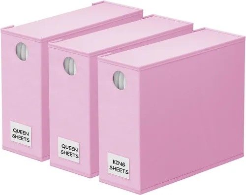 Miniatura 25 de SpaceAid Paquete de 8 Organizadores y Almacenamiento de Sábanas de Cama, Organizador de Sábanas Plegable para Armario de Ropa Blanca, Carpeta Beige