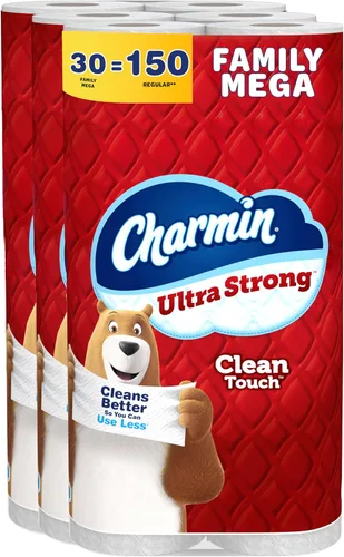 Charmin Papel higiénico ultra fuerte y limpio, 30 megarrollos familiares = 150 rollos regulares