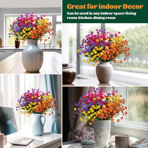 Miniatura 7 de Lnoicy 20 flores artificiales para exteriores, decoración de flores de plástico, resistentes a los rayos UV, plantas artificiales para interiores
