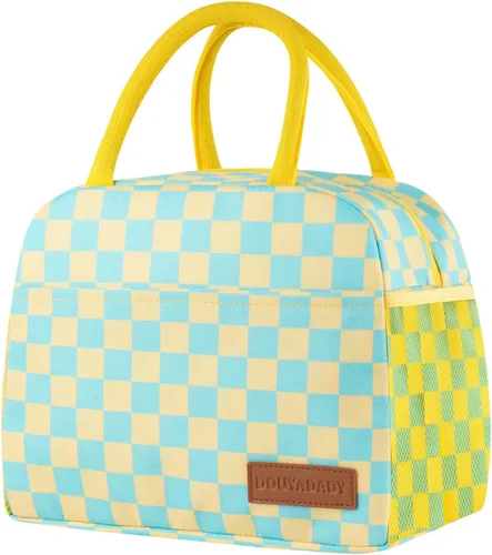 Miniatura 13 de douyadady Bolsa de almuerzo para mujeres/hombres, fiambrera mujeres/hombres (azul bebé+rayas blancas)