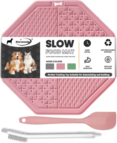 Tapete para lamer perros y gatos, diseño antideslizante con ventosas, almohadillas de lamer de primera calidad para aliviar la ansiedad por Rosado