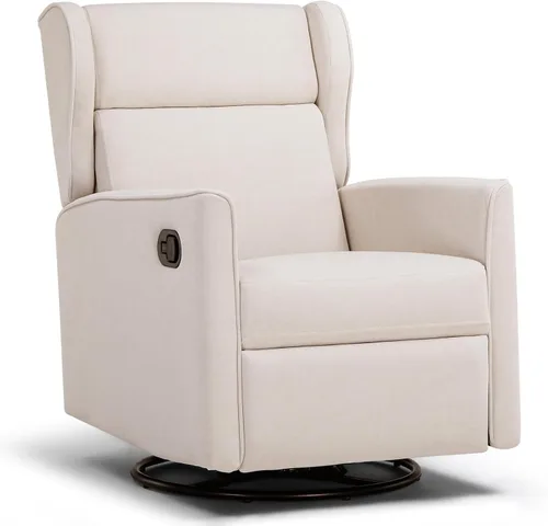 Miniatura 10 de COMHOMA Mecedora para Cuarto de Bebé Teddy Tapizada Mecedora Giratoria Reclinable Manual Deslizante Silla Reclinable para Sala de Estar Dormitorio