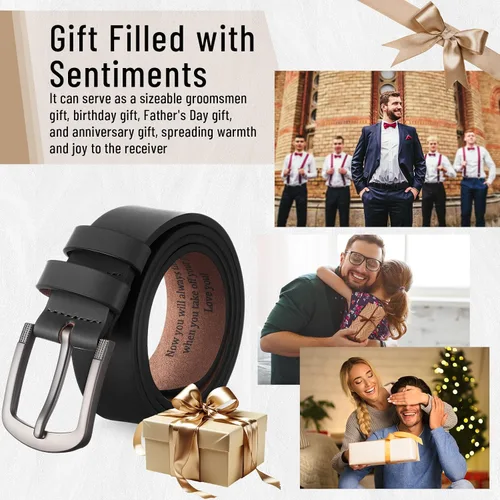 Miniatura 5 de Cinturón para hombre de regalo para marido, cinturones personalizados para hombres, regalo de cuero grabado para él, cumpleaños, aniversario, boda