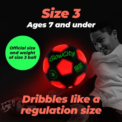 Miniatura 6 de GlowCity Balón de fútbol que brilla en la oscuridad - Tamaños 3, 4, 5 para niños, adolescentes y adultos - Balón de fútbol que se ilumina con 2