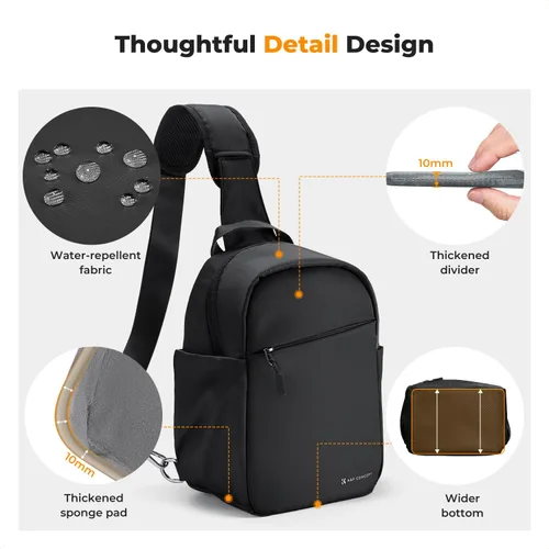 Miniatura 4 de K&F CONCEPT Bolso Pequeño para Cámara para Fotógrafo, Bolso de Hombro Cruzado para Cámara DSLR/SLR/Sin Espejo, Estuche Compacto para Cámara