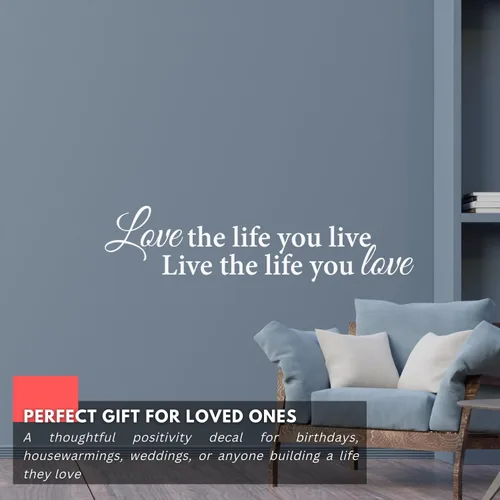 Miniatura 3 de My Vinyl Story - Love The Life You Live - Calcomanía de pared inspiradora, vinilo motivacional, decoración artística de afirmación positiva