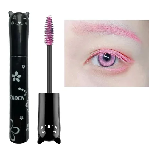 Miniatura 15 de 6 Colores Máscara de ojos de gato, maquillaje para ojos, máscara impermeable, secado rápido, pestañas rizadas, alargamiento de pestañas, blanco 2
