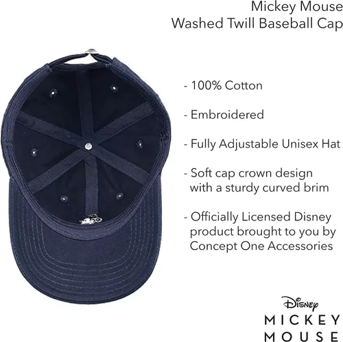 Miniatura 6 de Concept One Disney Mickey Mouse - Gorro de béisbol ajustable de algodón de sarga lavada Azul