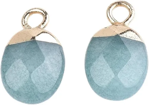 Miniatura 8 de KISSITTY 20 dijes de amazonita natural galvanizados con piedras preciosas cuadradas facetadas de 11-0.472x0.315 in con hallazgos de hierro dorado