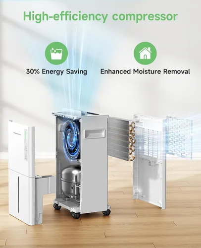 Miniatura 9 de 1500 Sq.ft Dehumidifier for Basement, Trazico Max 21 Pint/Day Dehumidifiers for Home, Large Room, Bedroom with Drain Hose, Quiet Smart Humidity