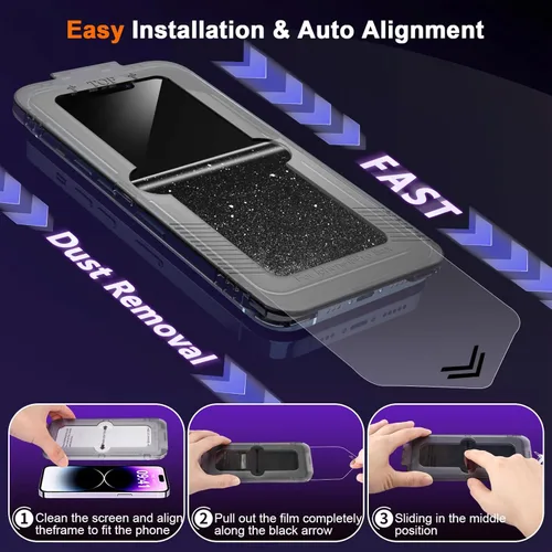 Miniatura 3 de Paquete de 2 protectores de pantalla de privacidad para iPhone 13 Pro Max /14 Plus [kit de alineación automática] vidrio templado, protección