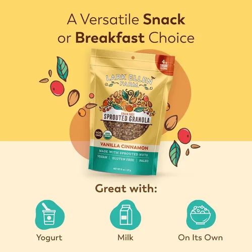 Miniatura 4 de Lark Ellen Farm Bocados de granola libre de granos, paleo; deliciosos aperitivos veganos orgánicos certificados sin gluten y cereal hecho de nueces