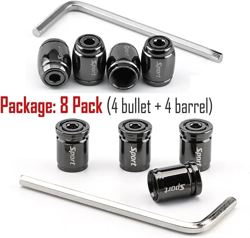 Miniatura 5 de Dsycar Paquete de 8 tapas de válvula de neumático con bloqueo, diseño antirrobo, con anillo de goma O, tapones universales de aluminio para válvulas