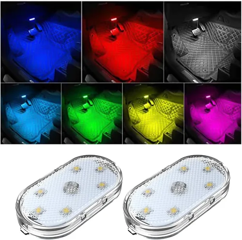 Ziciner 2 bombillas LED para interior de coche, bombilla LED inalámbrica súper brillante, bombilla LED festón recargable por USB, accesorios
