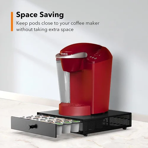 Miniatura 5 de Goldlion Soporte para tazas K, bandeja deslizante, organizador de cápsulas de café, organizador de cápsulas de café rodantes, organizador de tazas