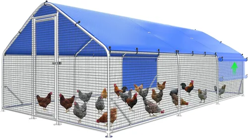 Miniatura 10 de Sino Luban Gallinero grande de metal para 10 pollos/patos, corridos de pollo para patio con cubierta impermeable, recinto de pollo al aire libre