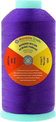 Miniatura 346 de Mandala Crafts - Hilo de nailon para coser cuero, tapicería, mezclilla y para trenzar el pelo; resistente, 1500 yardas, tamaño 69 T70 Marrón