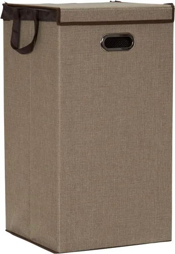 Miniatura 13 de Household Essentials Cesta doble para ropa sucia con tapa, dos compartimentos para una fácil clasificación con forro extraíble, plegable, lino marrón