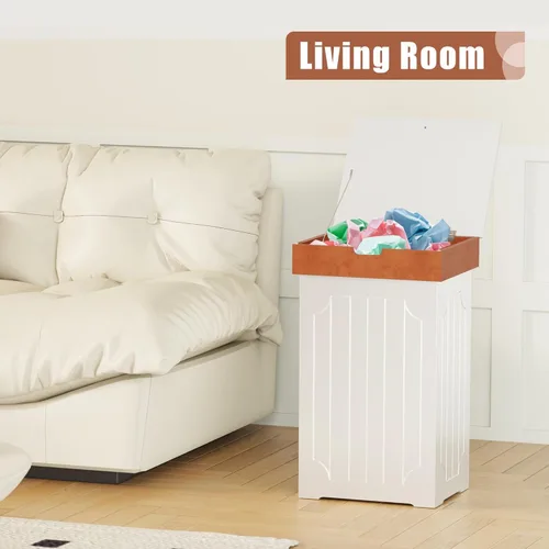 Miniatura 3 de Home-Like cubo para basura de madera con tapa, de 13 galones, ideal para basura reciclable, de 16” de ancho x 13” de profundidad y x 26.5” de alto.