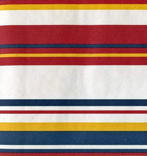 Dundee Deco BD6193 - Borde de papel pintado prepegado - Geométrico rojo, blanco, azul, rayas amarillas, borde de pared, diseño retro, 15 pies x 6.5