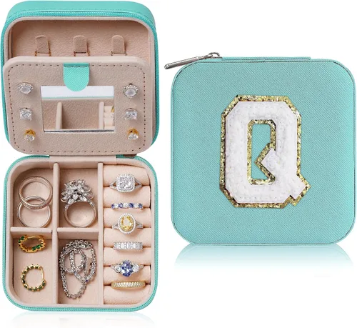 Parima Organizador de joyas de viaje para mujer, organizador de joyas de viaje, organizador de collares, aretes, organizador de anillos, organizador