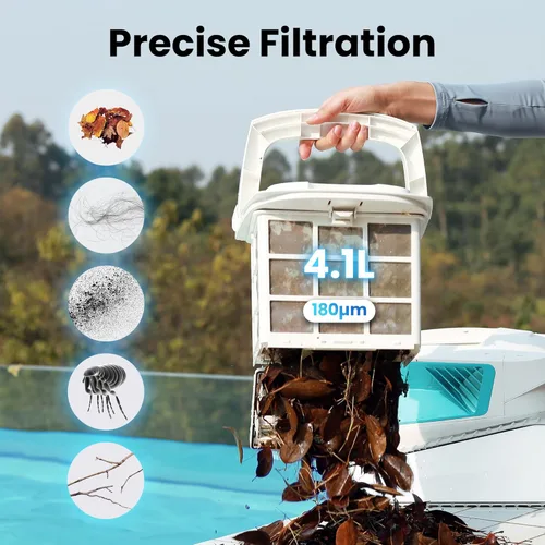 Miniatura 5 de Hydro 3 - Robot de aspiradora de piscina todo en uno, limpiador de piscina inalámbrico de 200 minutos de funcionamiento, 2 motores sin escobillas