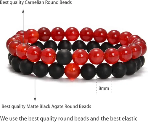 Miniatura 2 de AD Beads 2 pulseras elásticas de cuentas de distancia para él y para ella, pulsera de yoga de piedra natural