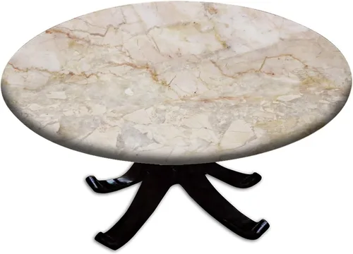 Miniatura 10 de Mantel redondo con borde elástico, mantel de poliéster lavable para decoración de interiores y fiestas, comedor, se adapta a mesas de hasta 32