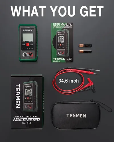Miniatura 7 de Multímetro digital TM-510, 4000 cuentas, medición inteligente, voltímetro de rango automático; probador de voltaje con función de voltaje sin