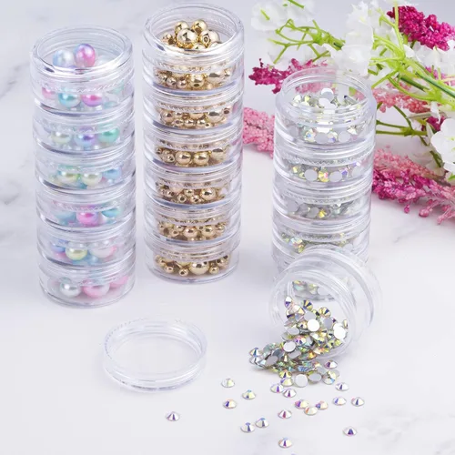 Miniatura 7 de 3 juegos de recipientes de plástico apilables de 6 capas, caja de almacenamiento transparente de cosméticos de 0.35 oz/0.3 fl oz, tarros