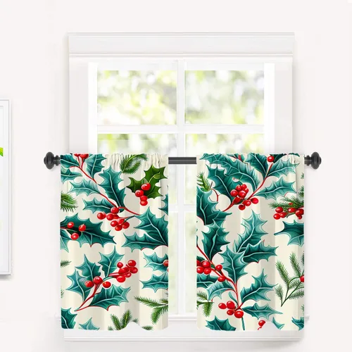 Miniatura 40 de Cortinas opacas de cocina con pintura al óleo de Europa rosa y negra para ventanas, cenefas opacas modernas de torre Eiffel de poliéster multicapa