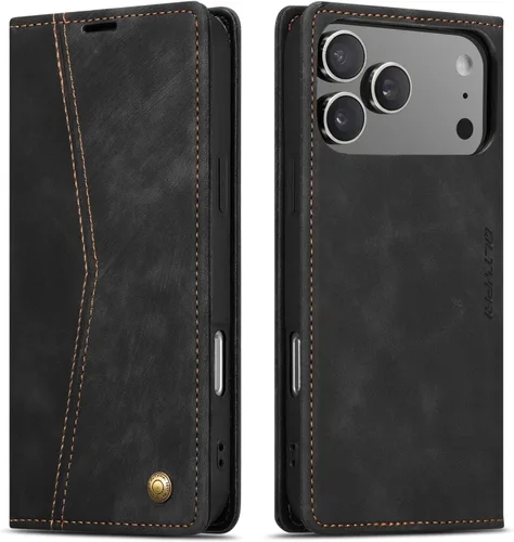 Miniatura 29 de QLTYPRI Para iPhone Air Case Wallet Con Tarjetero, Vintage PU Cuero Kickstand Cierre Magnético A Prueba De Golpes Folio Libro Funda Para IPhone 17